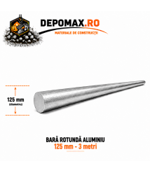 Bara rotunda aluminiu 125 mm, 3 metri, EN AW-6082
